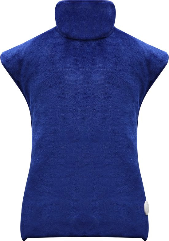 STAUS&BACH XXL Coussin chauffant électrique pour le cou, les épaules et le dos - 93x73 cm - 3 niveaux de chaleur - Coussin chauffant lavable - Coussin chauffant - Bleu foncé - WarmWrap