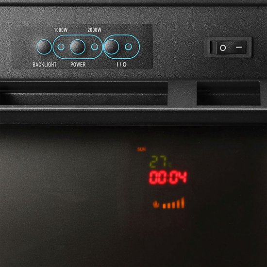 Chauffage électrique - Rectangulaire - 2000 Watt - Noir - Effet de feu inclus