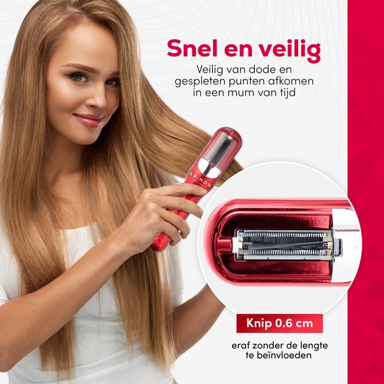 La Nou® Split Remover 4 - Split Ender -Incl. accessoires - Pour les pointes fourchues - Tondeuse pour pointes fourchues - Split Remover - Rouge