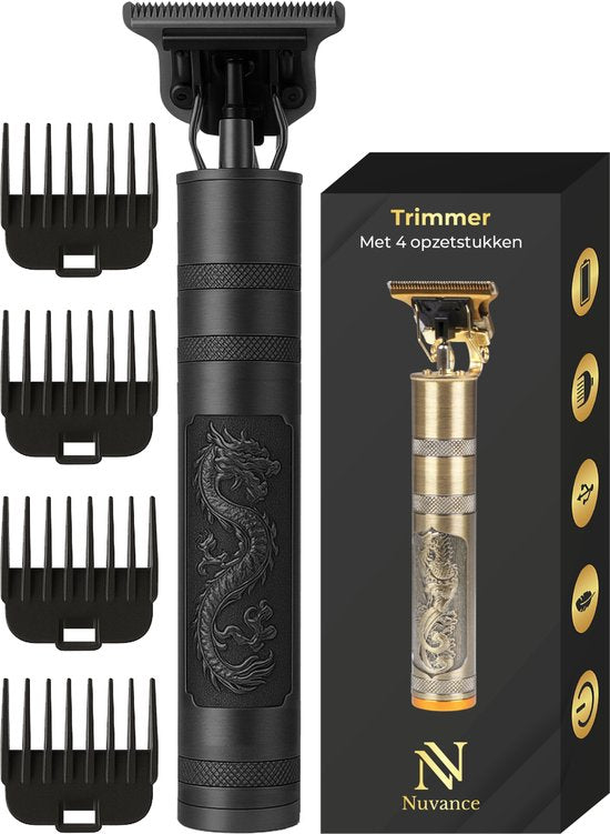 Nuvance Trimmer Men - Hair clipper Head Hair - Includes 4 Attachments - Beard trimmer and Hair trimmer - Hair clippers - Usb Rechargeable