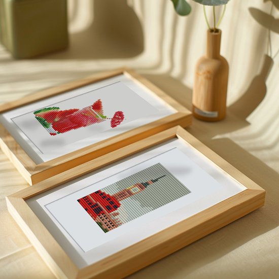 Rubye® Mini peintures de diamants - 2 pièces - Set - Adultes - Peinture de diamants pour enfants - Big Ben & Watermelon Cocktail- 15x20cm