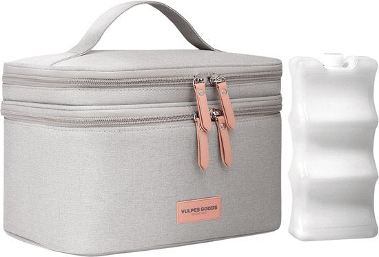 Vulpes Goods® Babycare - Sac isotherme de luxe avec élément réfrigérant - Pour les déplacements - Sac de pompage - Lait maternel jusqu'à 12 heures au frais - Sac isotherme pour le pompage - Sac isotherme pour le lait maternel - Sac de conservation des ali