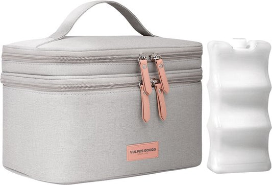 Vulpes Goods® Babycare - Sac isotherme de luxe avec élément réfrigérant - Pour les déplacements - Sac de pompage - Lait maternel jusqu'à 12 heures au frais - Sac isotherme pour le pompage - Sac isotherme pour le lait maternel - Sac de conservation des ali