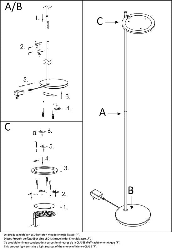 Steinhauer lampadaire Turound - noir - métal - 27 cm - module LED intégré - 2993ZW