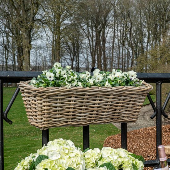 Jardinière suspendue en rotin Kubu - Finition naturelle | 60x20x23 cm