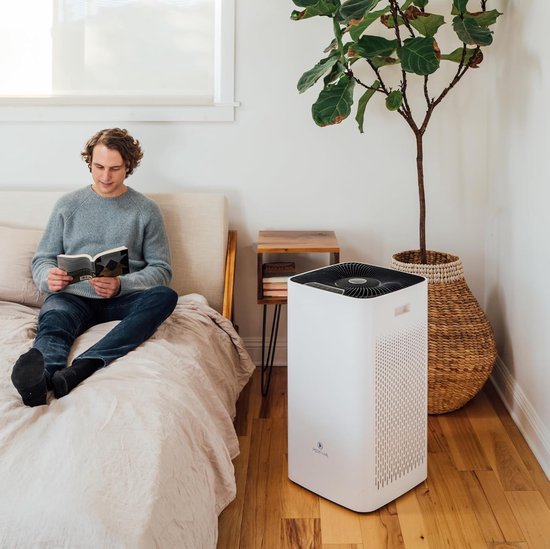 Medify Air MA-112 - Purificateur d'air 855 m³/h - Ioniseur et filtre HEPA H13 - 4 modes + mode veille - Jusqu'à 342 m² par heure - Contre le rhume des foins, les acariens et les allergies - Blanc