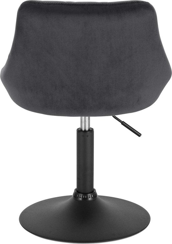 Rootz Tabouret de bar en velours - Chaise de comptoir - Siège réglable - Tabouret pivotant - Tabouret de salon - Tabouret rembourré - Chaise de cuisine - Gris foncé - 22.0x19.3x15.7 pouces