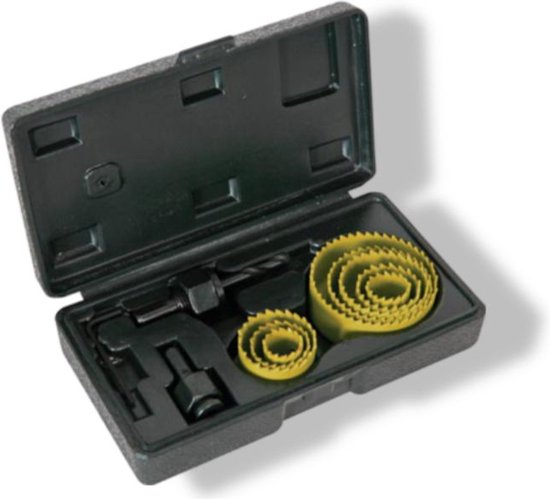 Jeu de scies cloches Toolland 11 pièces pour le bois, profondeur 25 mm, jaune-noir, y compris 8 tailles et accessoires