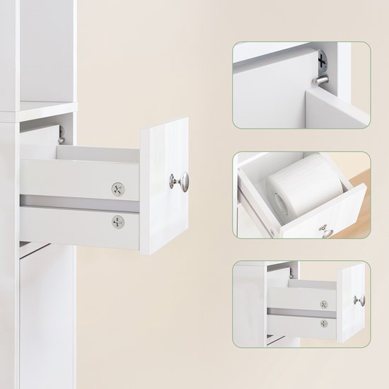 SoBuy BZR167-GW Meuble de salle de bain haut - Blanc perle Bois composite avec tiroir