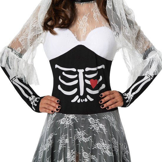 Dressforfun Creepy skeleton bride L - déguisement halloween dress up partywear carnaval costume carnaval party dress - 302007
