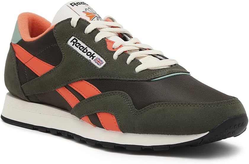 Baskets hommes Reebok Classic Nylon Hunter - Vert avec accents orange - Taille 45