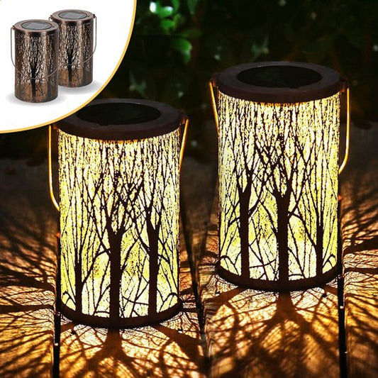 Goliving Lampe de table solaire Oasis - Lampe d'extérieur - 2 pièces - Lanterne d'extérieur - Lampe de jardin solaire - Lampe d'extérieur LED - Lampe à suspension - 20 cm - Métal - Bronze