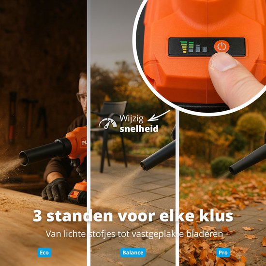 FlinQ Hand Blower Premium - Souffleur de feuilles sans fil avec batterie - Multi purpose - Borseless Motor - incl 2 batteries & ear protectors