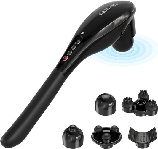 Appareil de massage Auronic - cou et dos - sans fil - 5 accessoires - noir/gris