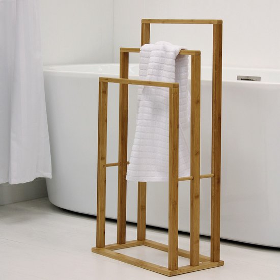 Porte-serviettes en bambou avec 3 tringles - 40X24X82CM
