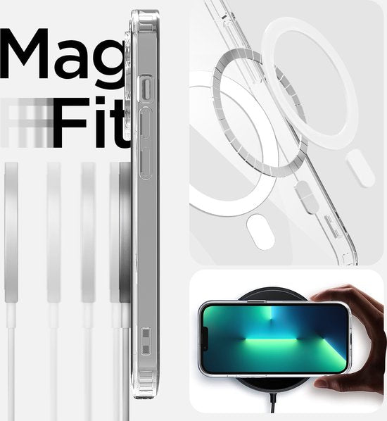 Podec Magsafe Case Suitable for iPhone 13 Pro - With 3x Screen Protector + 3x Camera Protector - Magnetic with Ring Transparent - Phone Case Transparent Case