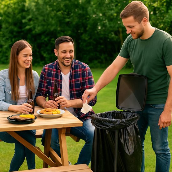 Camp Active Camping Garbage Bag Holder - Support pliable pour GFT ou sacs à déchets de jardin - Convient pour des sacs à déchets d'environ 60L - Léger et robuste - 34x29x69 cm