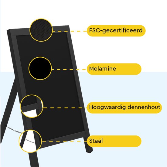 BRASQ Chalkboard Black - 55x 85 CM - Tableau noir - Enseigne publicitaire - Enseigne de trottoir - Simple face - pour l'intérieur et l'extérieur - Hospitality
