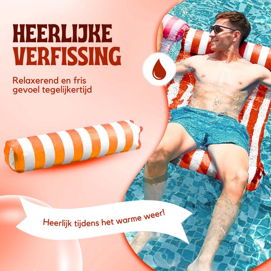 Travelly - Hamac d'eau de luxe - Hamac - matelas d'air - matelas d'air - piscine - jouet d'eau - hamac d'eau - Orange