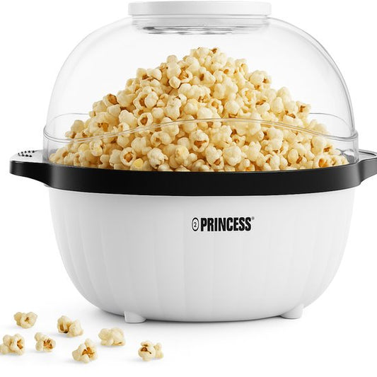 Princesse 292980 Machine à pop-corn - Machine à pop-corn 450w - Couvercle transparent - Bol de service - Rond - Pop-corn croustillant et sain - avec gobelet doseur - avec plaque de fonte pour le beurre - possibilité d'ajouter de l'huile - Fête des enfants