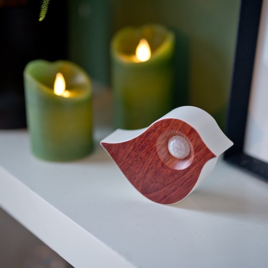 Nexxt Oiseau sonore avec détecteur pour toilettes - Volume réglable - WC - Détecteur de mouvement - 10,2 x 3,5 x 8,6 cm - 90 g - Boîte - Boîte à oiseaux - Marron foncé