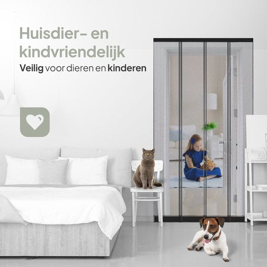 O'DADDY® Fly Curtain Slat Screen - 184x260 cm - Rideau de porte - Porte - Design ajustable - Fibre de verre - Moustiquaire de porte noire