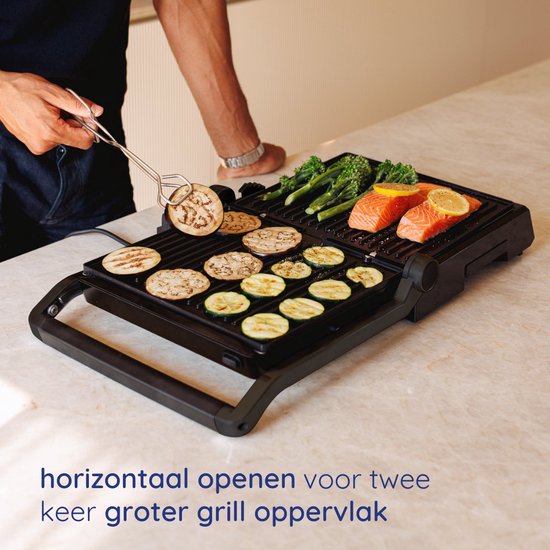 Safecourt Kitchen - Contact Grill 3-en-1 - Grille-pain, grille-pain et plaque de gril - Plaques amovibles - Sans PFAS - Noir