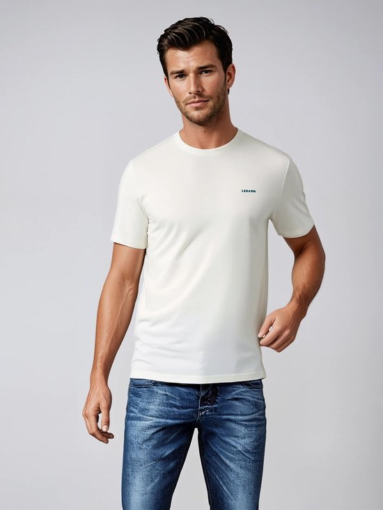 LEBASQ - The Baker - T-shirt - Manches courtes - Blanc cassé - L - coton bio - Impression 3D