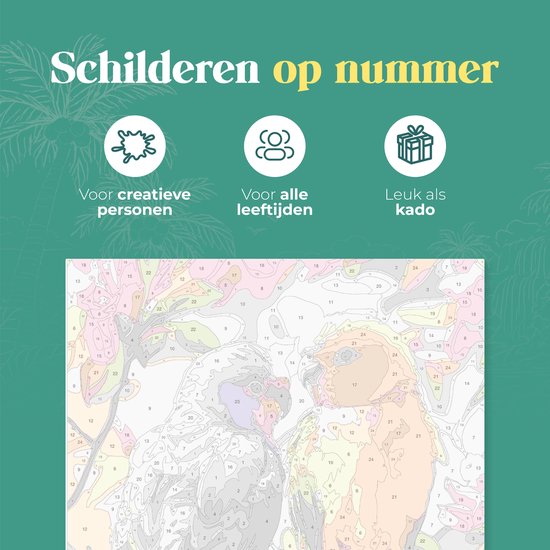 Rubye® Peinture sur toile - Perroquets pour adultes et enfants - 40x50cm