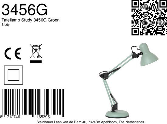 Lampe à poser Mexlite Study - vert - métal - 15 cm - douille E27 - 3456G