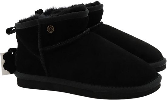 Alpacas Footwear - Ladies - Bottes courtes en daim véritable - Doublées de 100% de laine d'agneau douce - Black - 42