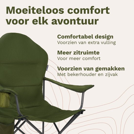 TRVLMORE Chaises de camping XXL - pliables - 2-Pack - Capacité de charge 160KG - Sac de transport inclus - Chaise pliante - Chaise de pêche - Chaise de camping - Chaise pliante - Vert