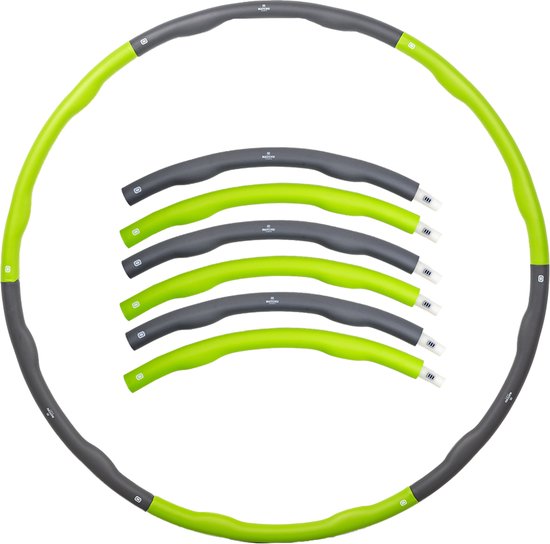 Matchu Sports - Hula hoop fitness - Waist trainer - Hula hoop lesté - Abdominaux - 1,2 KG - Ø 100 cm - Vert / Gris