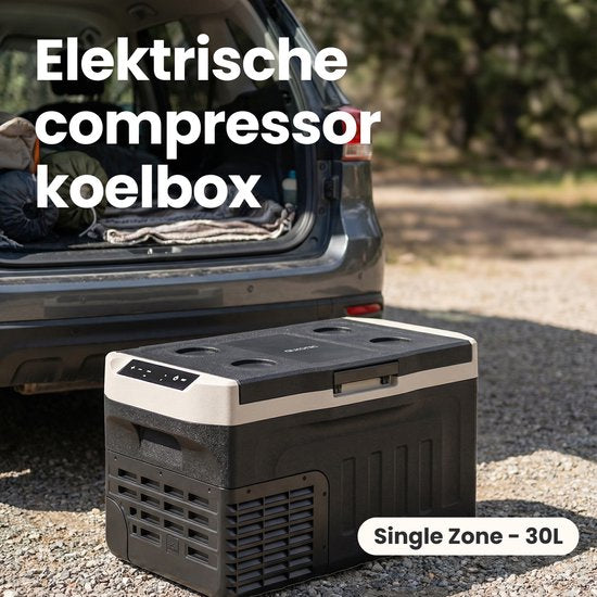 Auronic Electric Cool Box - Compresseur - 30L - 12V et 240 volts - Réfrigérateur de camping - Frigobox Car - Vert