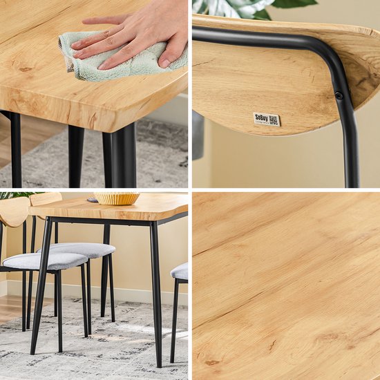 SoBuy OGT52-N Ensemble de table à manger 5 pièces avec chaises confortables, table à manger avec 4 chaises, table de cuisine compacte pour les petits espaces, idéale pour la salle à manger, la cuisine, le salon