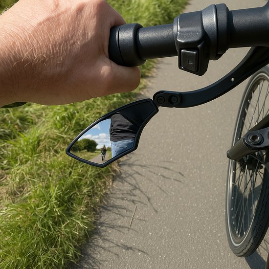 Travelhawk Rétroviseur vélo gauche - Adapté aux vélos et vélos électriques - Rétroviseur de sécurité - Rétroviseur - Noir