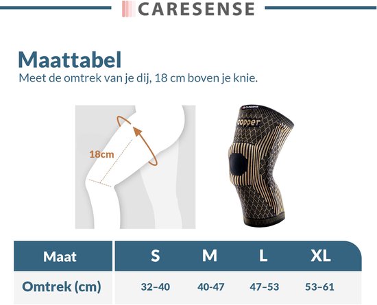 Caresense Knee Brace - Attelle de rotule - Pour l'arthrite - Soulagement des douleurs articulaires - Attelle de genou pour adultes - Taille L