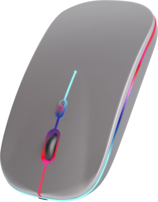 Nuvance - Souris sans fil LED - Bluetooth - Ergonomique - Ordinateurs portables et jeux - Sans fil - Gris