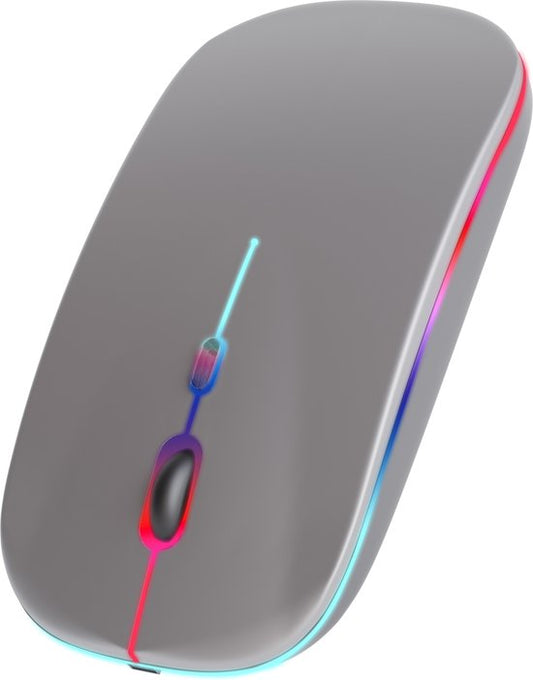 Nuvance - Souris sans fil LED - Bluetooth - Ergonomique - Ordinateurs portables et jeux - Sans fil - Gris