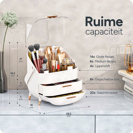 Organess - Organisateur de maquillage - Boîte de rangement - Organisateur de soins - Trousse de maquillage - Blanc