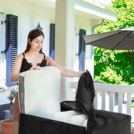 Sac de rangement premium - VONROC - pour coussins de salon/jardin - 75x75x90cm - Pour 6 à 8 coussins - Noir