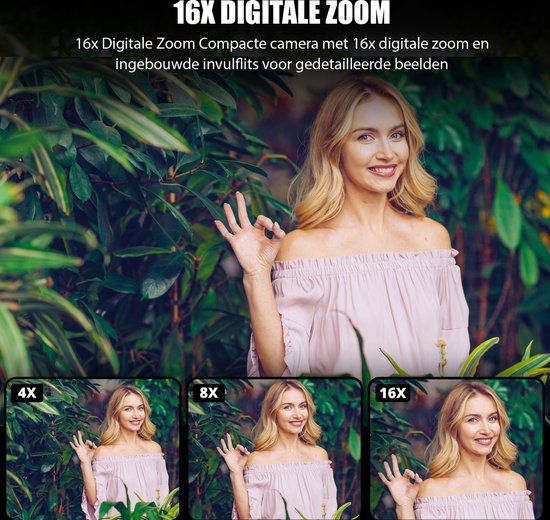 K&L Digital Camera 4K - Appareil photo - Caméra photo - Caméra compacte - Caméra Vlog - Pour les enfants - 64GB inclus - NL Software
