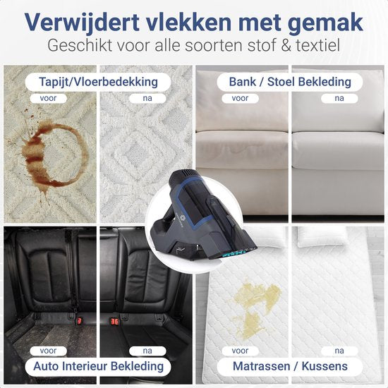 Innovixpro® Carpet Cleaner - Stain Cleaner - Powerful - Sofa Cleaner - Cleaning Machine - Spray Function - 2 Attachments - 45 Minutes Battery Life - Cordless Stain Remover ! - Noir