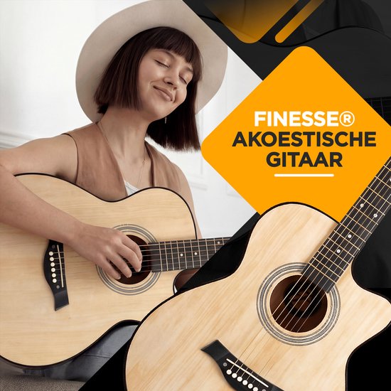 Finesse Acoustic Guitar - with Video Course - 4/4 40" - Western Guitar - Guitare enfant et adulte - Natural