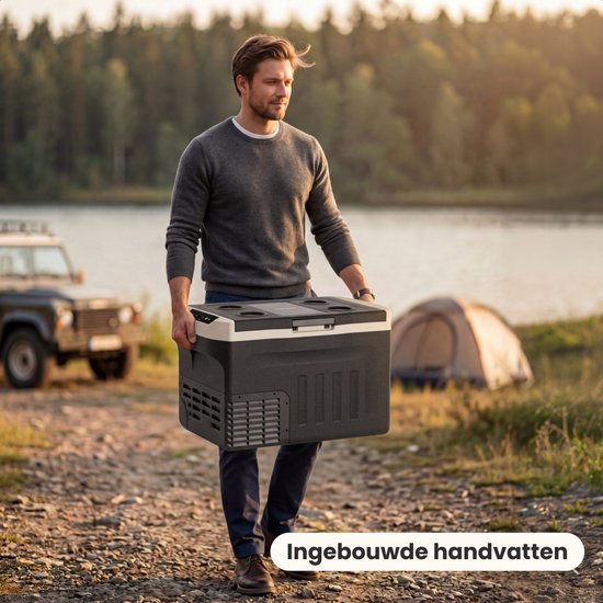 Auronic Electric Cool Box - Compresseur - 30L - 12V et 240 volts - Réfrigérateur de camping - Frigobox Car - Vert