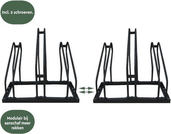 BRASQ Porte-vélos pour 3 vélos - Support de vélo - Support de vélo - Support de vélo pour le sol Comprend le matériel de fixation - Noir