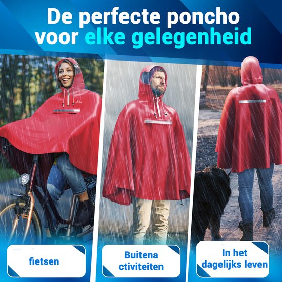 Nextcover Poncho de pluie pour femmes et hommes | Cape de pluie avec technologie AquaShield 2.0, coupe-vent et imperméable | Idéal pour le cyclisme, la randonnée et la pêche | Poncho de vélo pour adultes Unisexe | Poncho