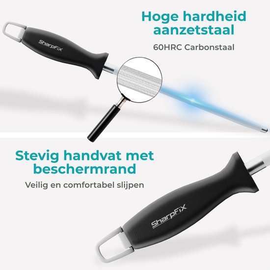 SharpFix Barre d'affûtage pour couteaux Classic - 60 HRC Aiguisoir pour couteaux - Aiguisoir pour couteaux - Aiguisoir pour piercing - Noir