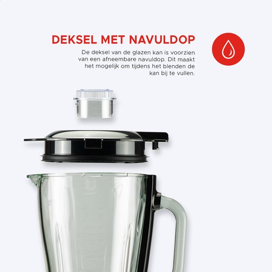 Bourgini PowerBlender - 1.75L - Blender à emporter avec gobelet de 700ml - Blender smoothie et broyeur de glace - 1000 watts - Noir