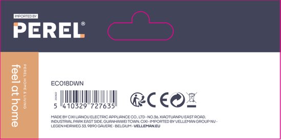 Perel Câble de rallonge, H03VVH2-F 2G0.75, 1.8 m, 2.5 A/230 V, 625 W, type C prise Euro, pour l'intérieur, PVC, blanc